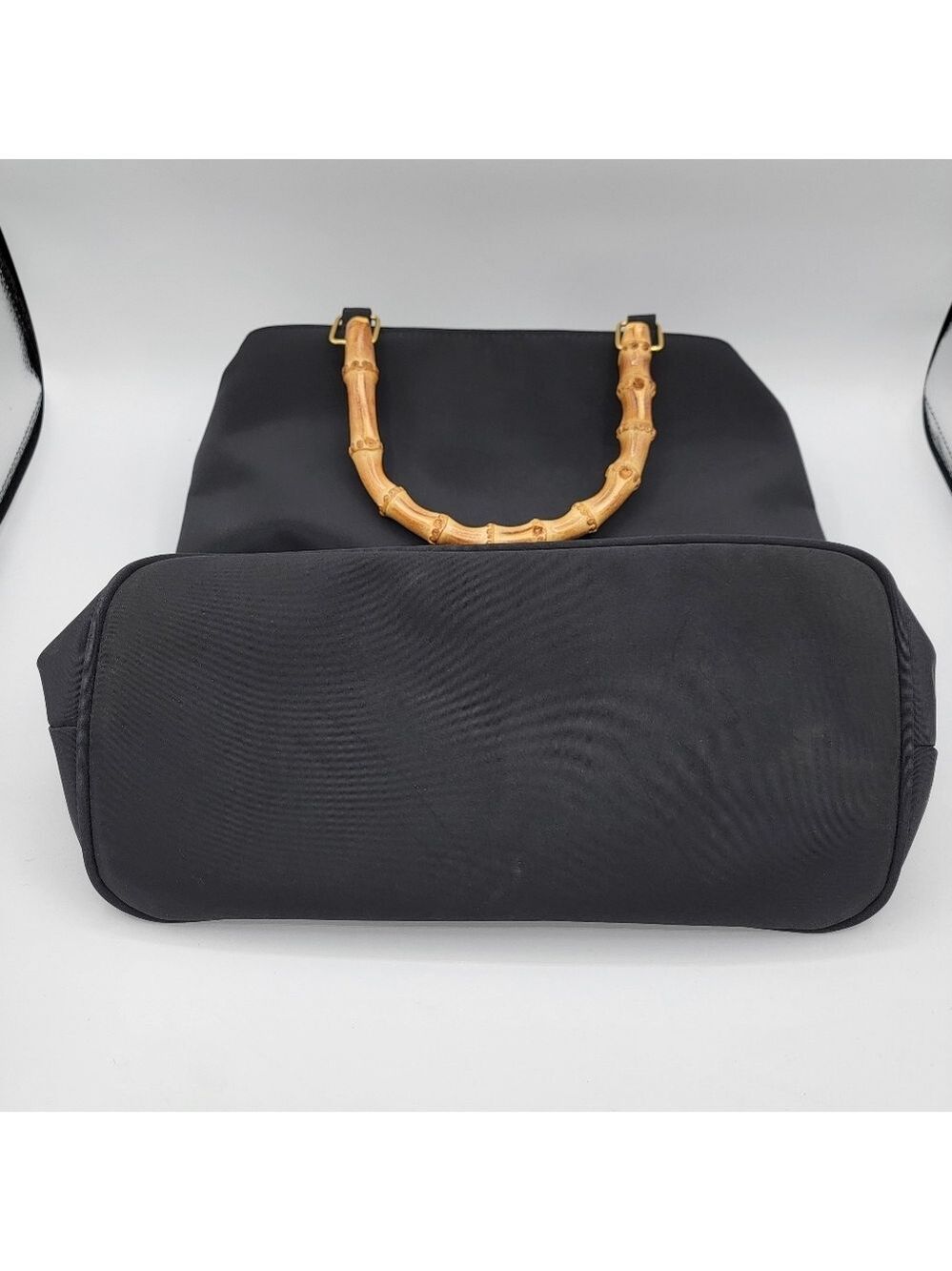 Black Tote Bag with Bamboo Handles #3064 - Picture 15 of 16